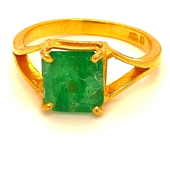 Emerald 3.41ct Solid 22K Yellow Gold Ring - Picture 1 of 9